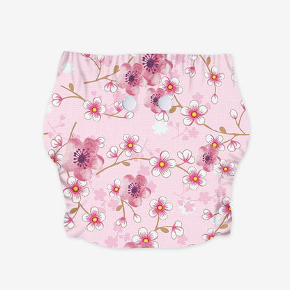 Snugkins -New Age Reusable, Waterproof & Washable Cloth Diapers for Babies ( 0-2 years).Contains 1 Diaper, 1 Wet-Free Organic Cotton Prefold Pad and 1 Booster Pad. Fits 5kg - 14kg babies – Sakura - Tinycubs - 