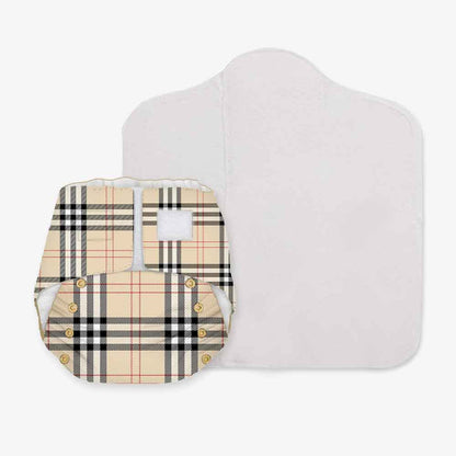 Snugkins -Newborn Bliss - Reusable,Waterproof & Washable Cloth Diapers for Newborn babies ( 2.5kg – 7kg) Contains 1 Diaper, 1 Wet-Free Organic Cotton Pad & 1 Booster Pad–Fits 2.5kg – 7kg - Classy Kiss - Tinycubs - 