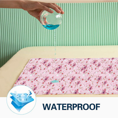Snugkins – Baby Diaper Changing Mat, Baby Urine Sheet, Reusable & Waterproof Nappy Changing Mat, Super Absorbant Mat Ideal for Newborn Babies –( 0 -12 Months )( 28 x 18 Inch ) - Pack of 1- Sakura - Tinycubs - 