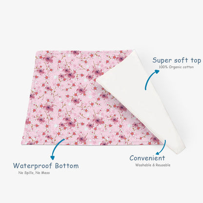 Snugkins – Baby Diaper Changing Mat, Baby Urine Sheet, Reusable & Waterproof Nappy Changing Mat, Super Absorbant Mat Ideal for Newborn Babies –( 0 -12 Months )( 28 x 18 Inch ) - Pack of 1- Sakura - Tinycubs - 