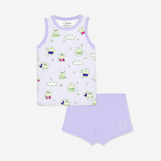 Snugkins Snugwear– 100% Organic Cotton Sleeveless T Shirts Top and Shorts Set for Kids,Toddlers, Boys and Girls  Frog - Jumping Joy - Tinycubs - 