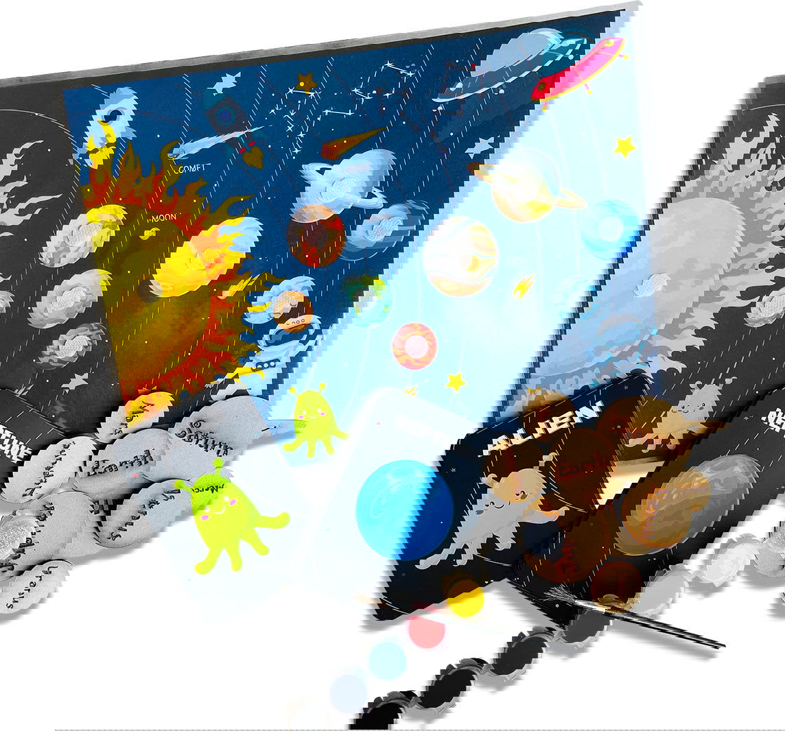 Solar System Flashcard with Space Board Activity (Contain Wooden Planets) - Tinycubs - 