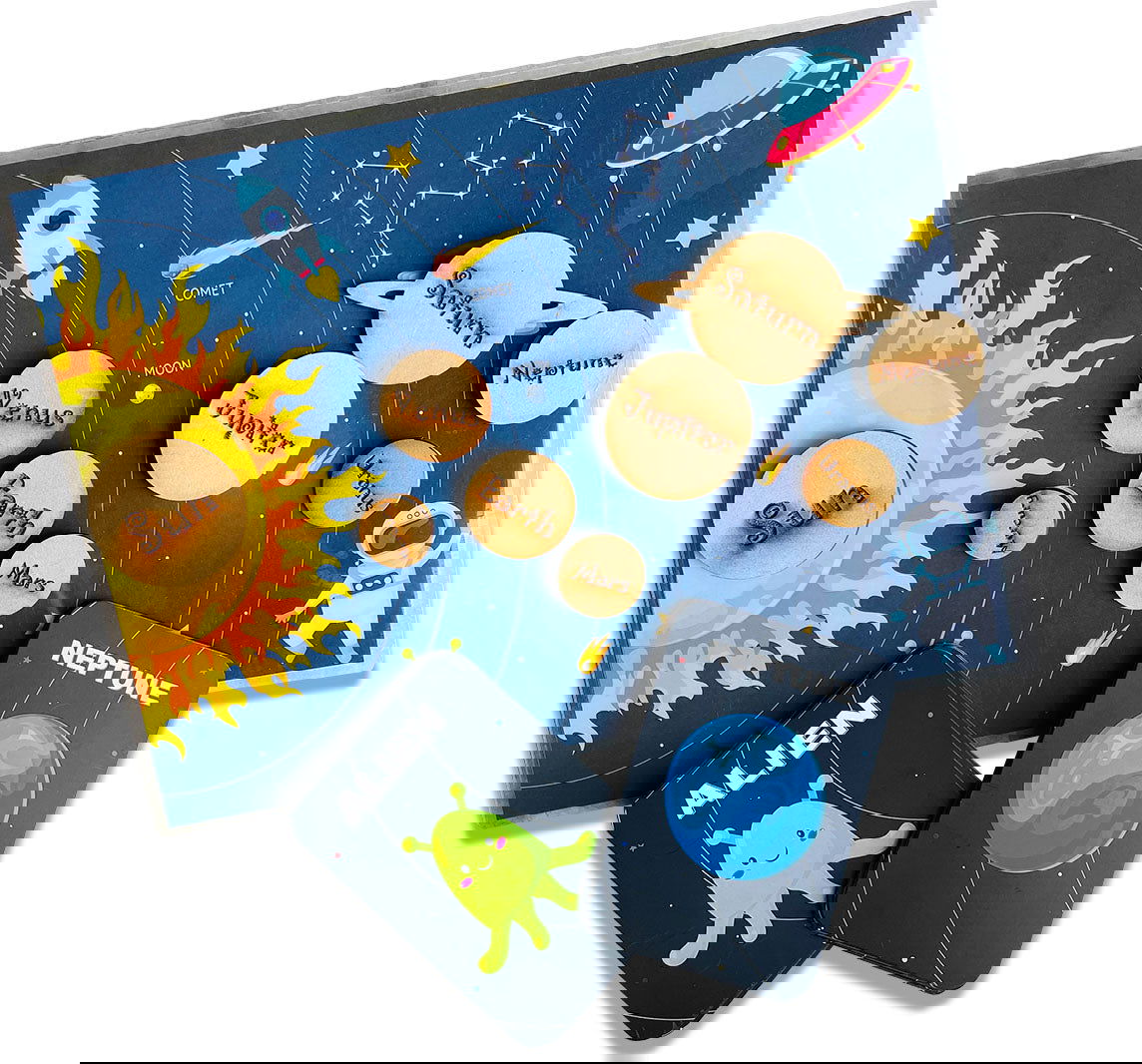 Solar System Flashcard with Space Board Activity (Contain Wooden Planets) - Tinycubs - 