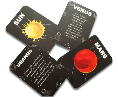 Solar System Flashcard with Space Board Activity (Contain Wooden Planets) - Tinycubs - 
