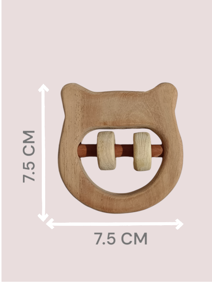 Soothing Sound Making Rattles - Sparrow & Hippo Head Shapes - Made From Pure Neem Wood - Tinycubs - 
