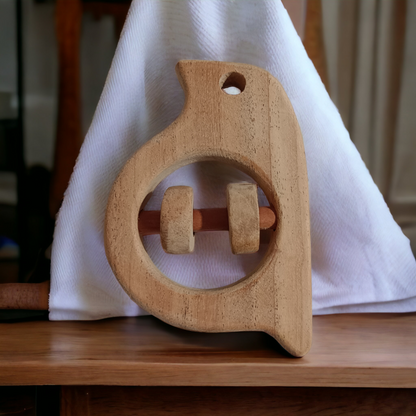Soothing Sound Making Rattles - Sparrow & Hippo Head Shapes - Made From Pure Neem Wood - Tinycubs - 
