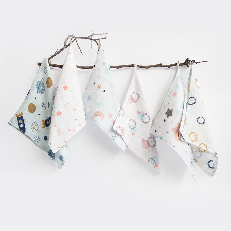 Stars & Sky- Organic Muslin Wipes (Set Of 6) - Tinycubs - 