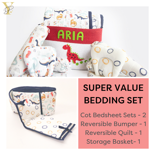 Super Value Bedding Set - Dino Friend & Doodle Circles (Set of 11) - Tinycubs - 