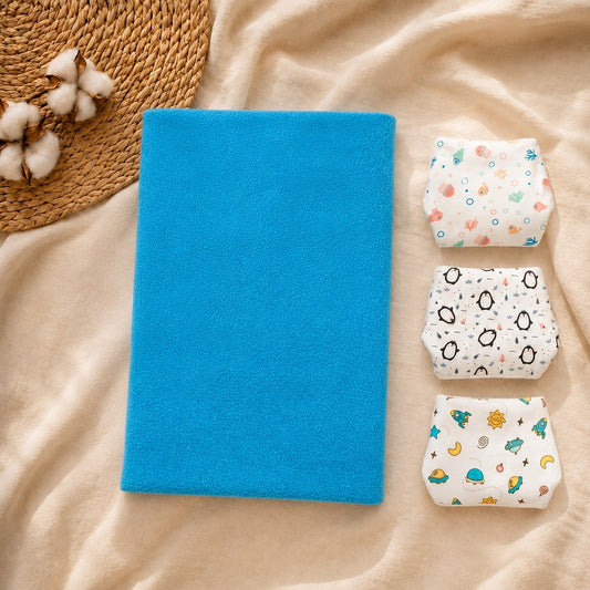 Dry Mat and Nappies Combo Pack of 4 - Blue