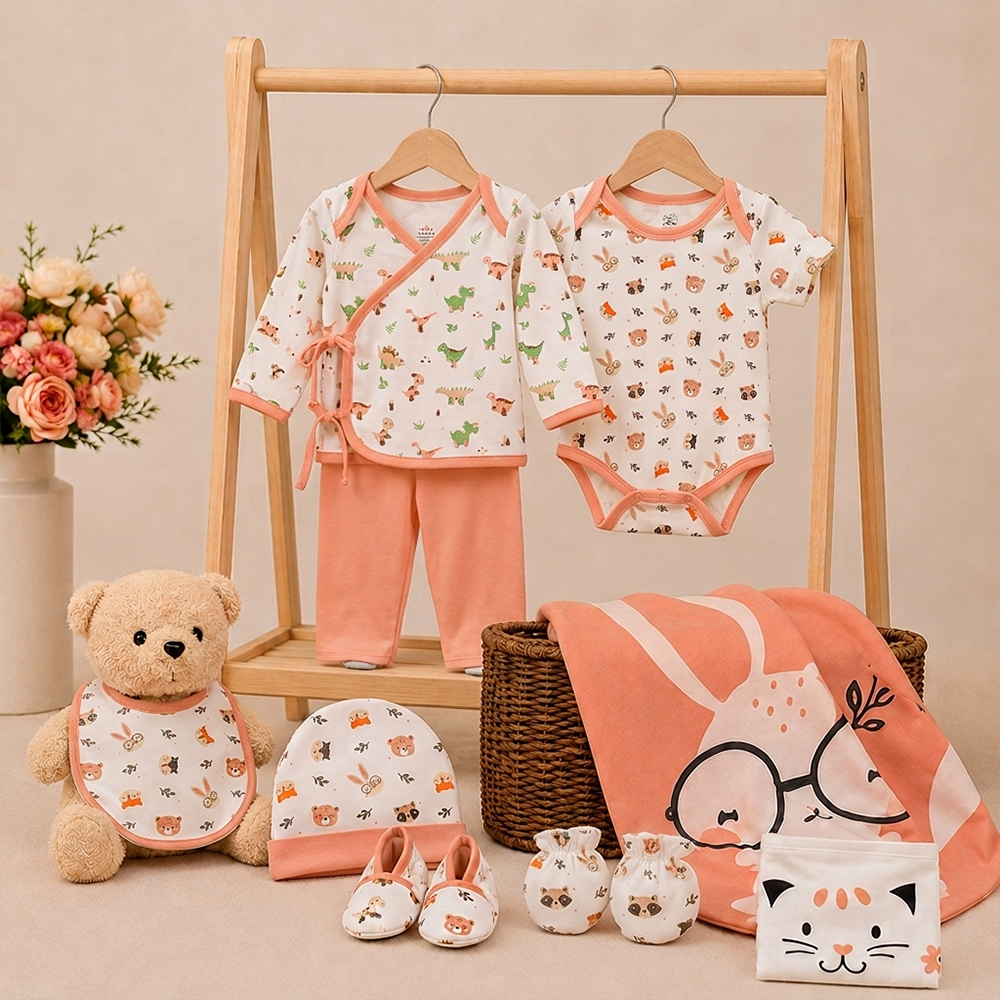 Tiny Lane Tiny Wild Series Infant Gift Set  Pack of 9  Multicolor