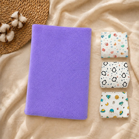 Dry Mat and Nappies Combo Pack of 4 - Purple