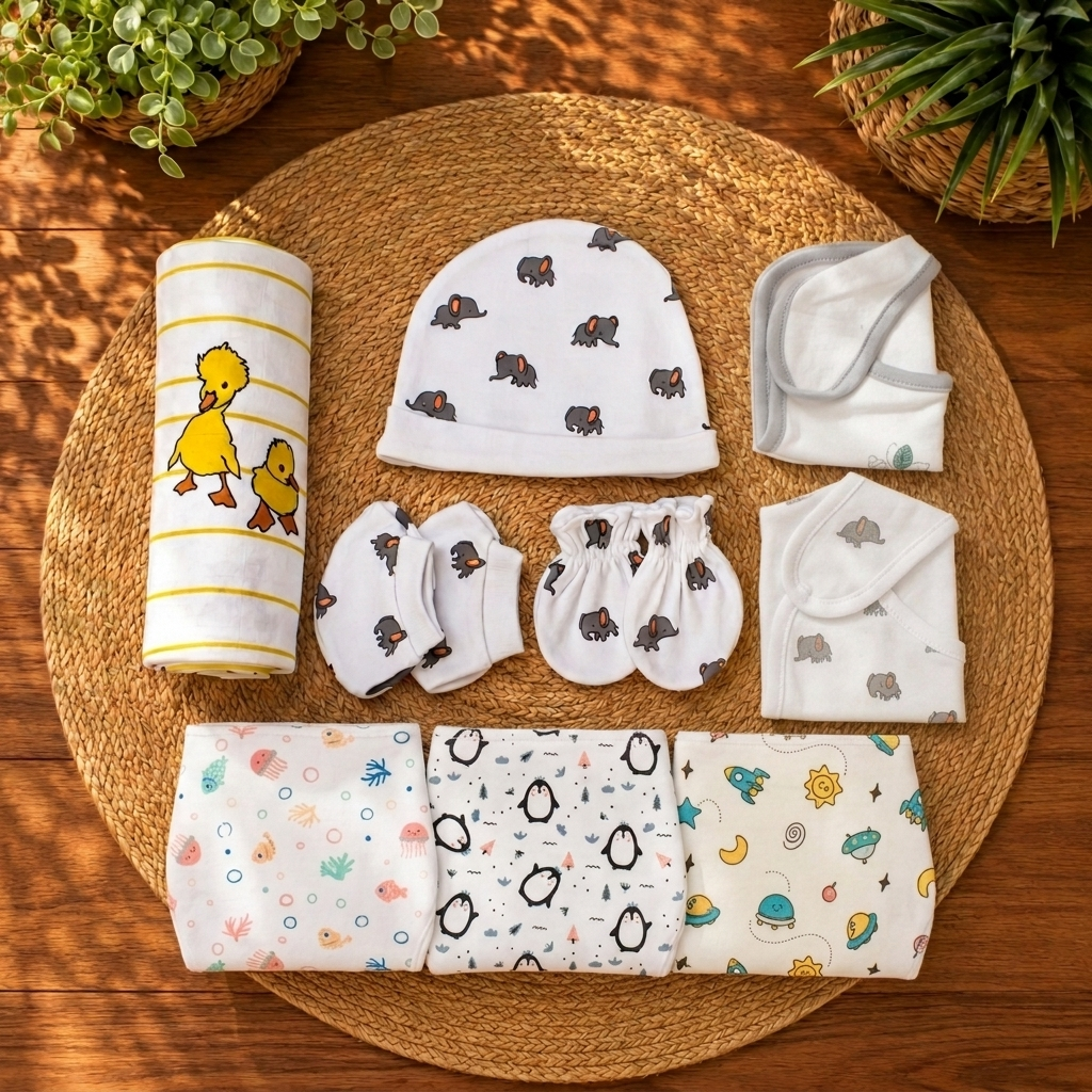 Tiny Lane All in One Baby Clothing Essentials Gift Pack of 9