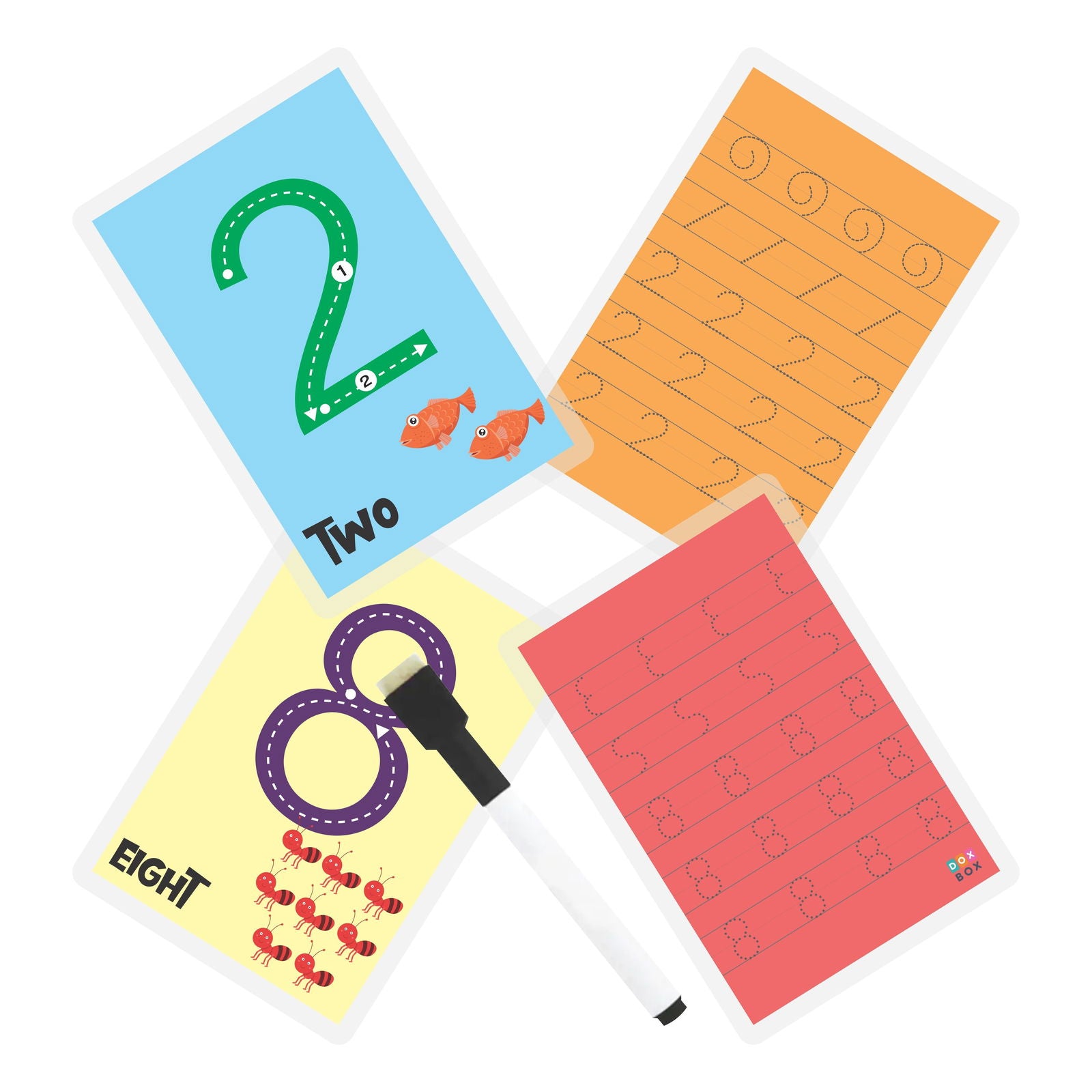 Numbers rewritable Flashcards / Tracing mats - Tinycubs - 