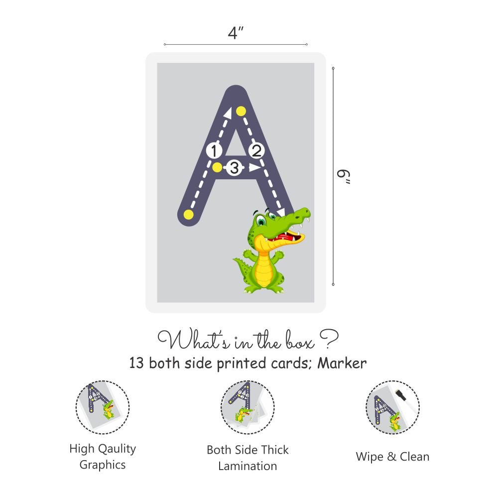 Uppercase ABC rewritable Flashcards / Tracing mats - Tinycubs - 