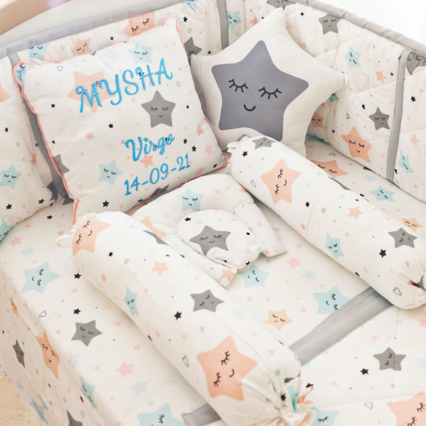 Twinkly Stars- Birth Stats Pillow - Tinycubs - 