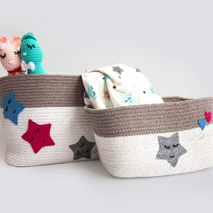 Twinkly Stars - Cotton Rope Baskets (Set Of 2) - Tinycubs - 