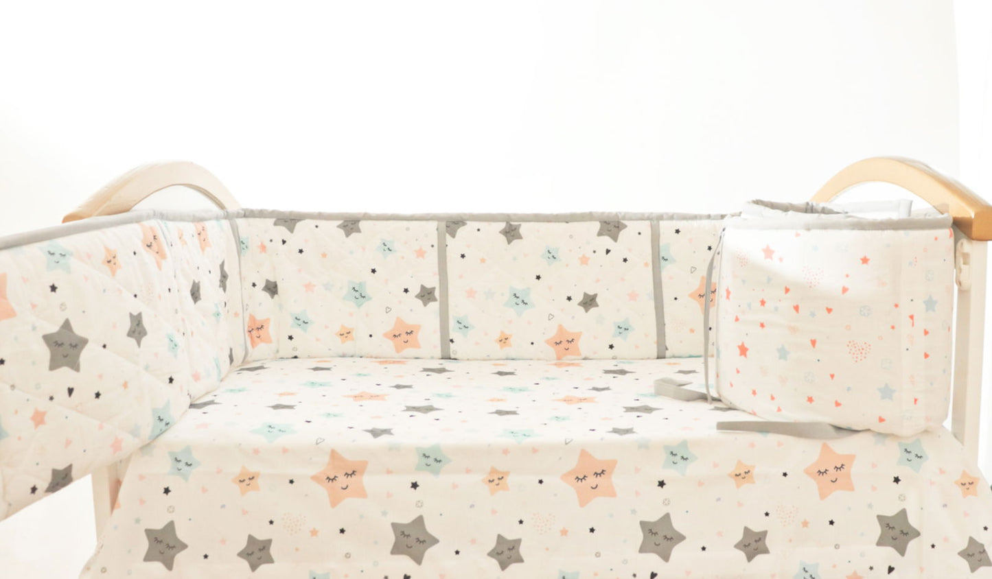 Twinkly Stars - Quilted Cot Bumper - Tinycubs - 