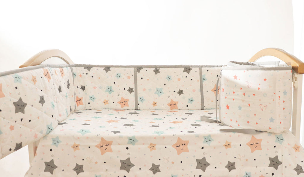 Twinkly Stars - Quilted Cot Bumper - Tinycubs - 