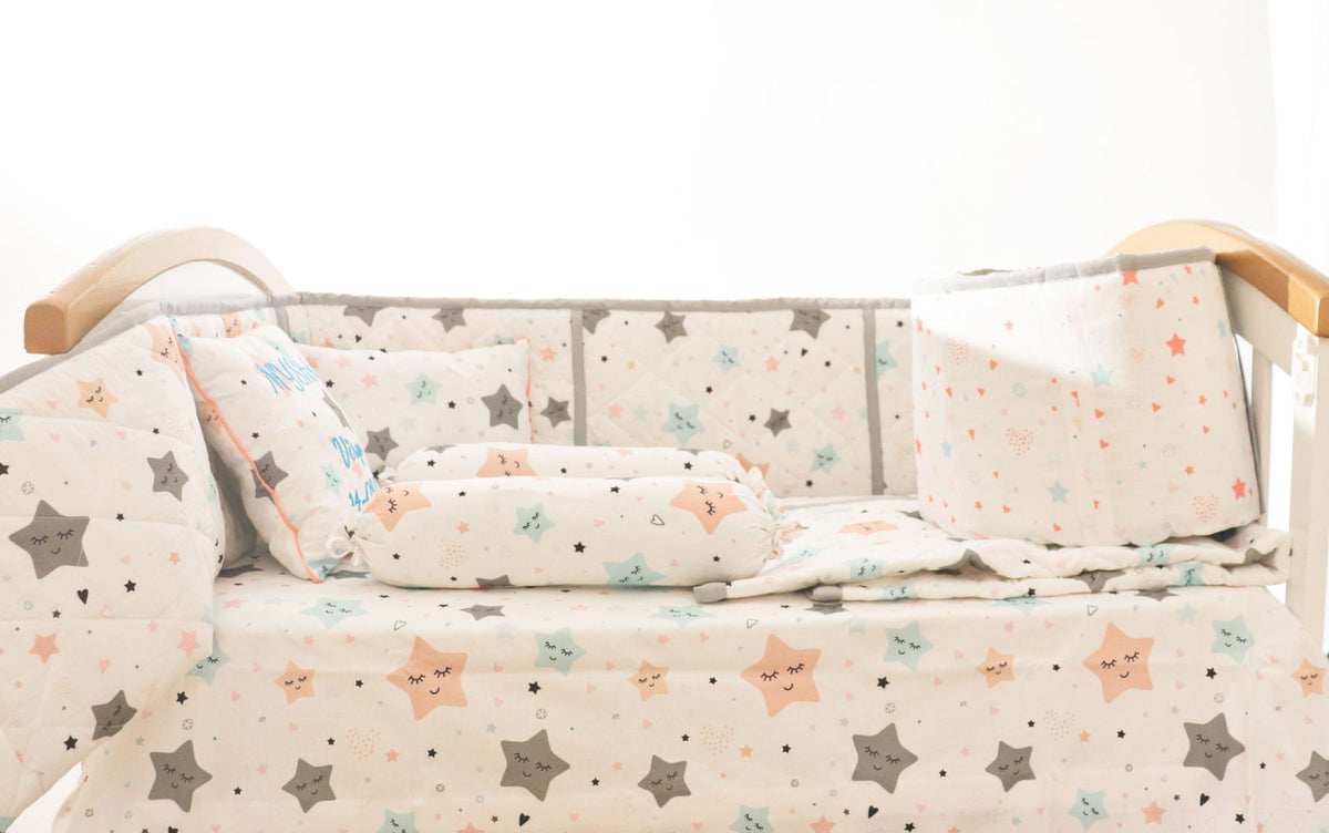 Twinkly Stars - Quilted Cot Bumper - Tinycubs - 