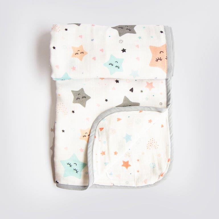 Twinkly Stars - Reversible Muslin Blanket - Tinycubs - 