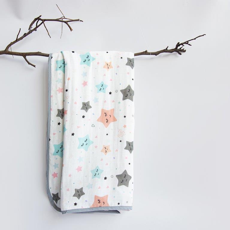 Twinkly Stars - Reversible Muslin Blanket - Tinycubs - 