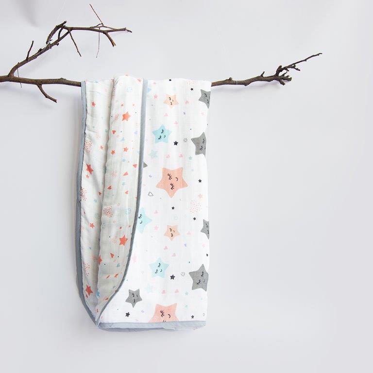 Twinkly Stars - Reversible Muslin Blanket - Tinycubs - 