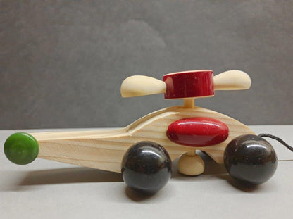 Udan khatola - Handcrafted Wooden Pull Along Helicopter - Tinycubs - 