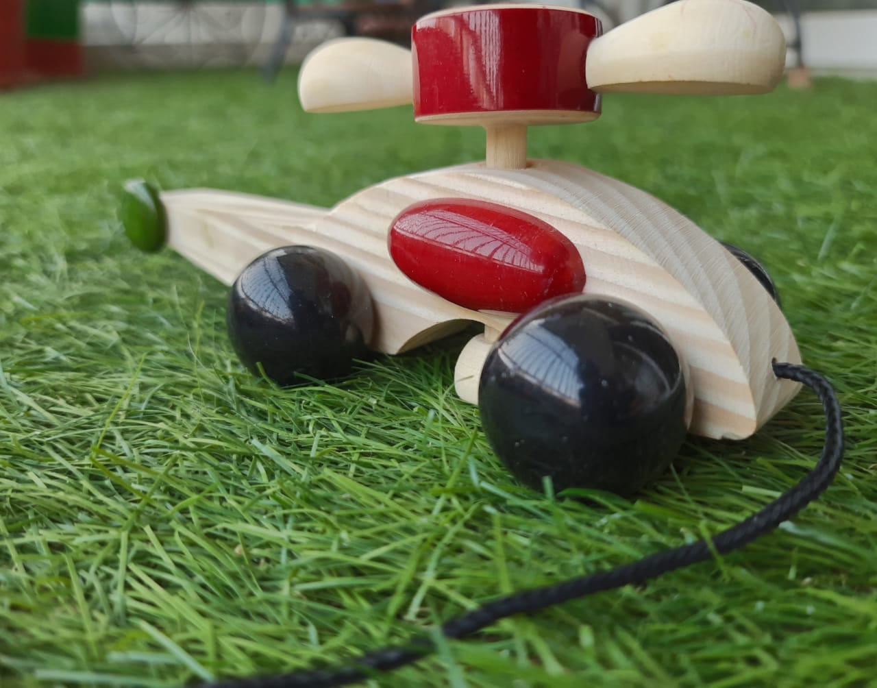 Udan khatola - Handcrafted Wooden Pull Along Helicopter - Tinycubs - 