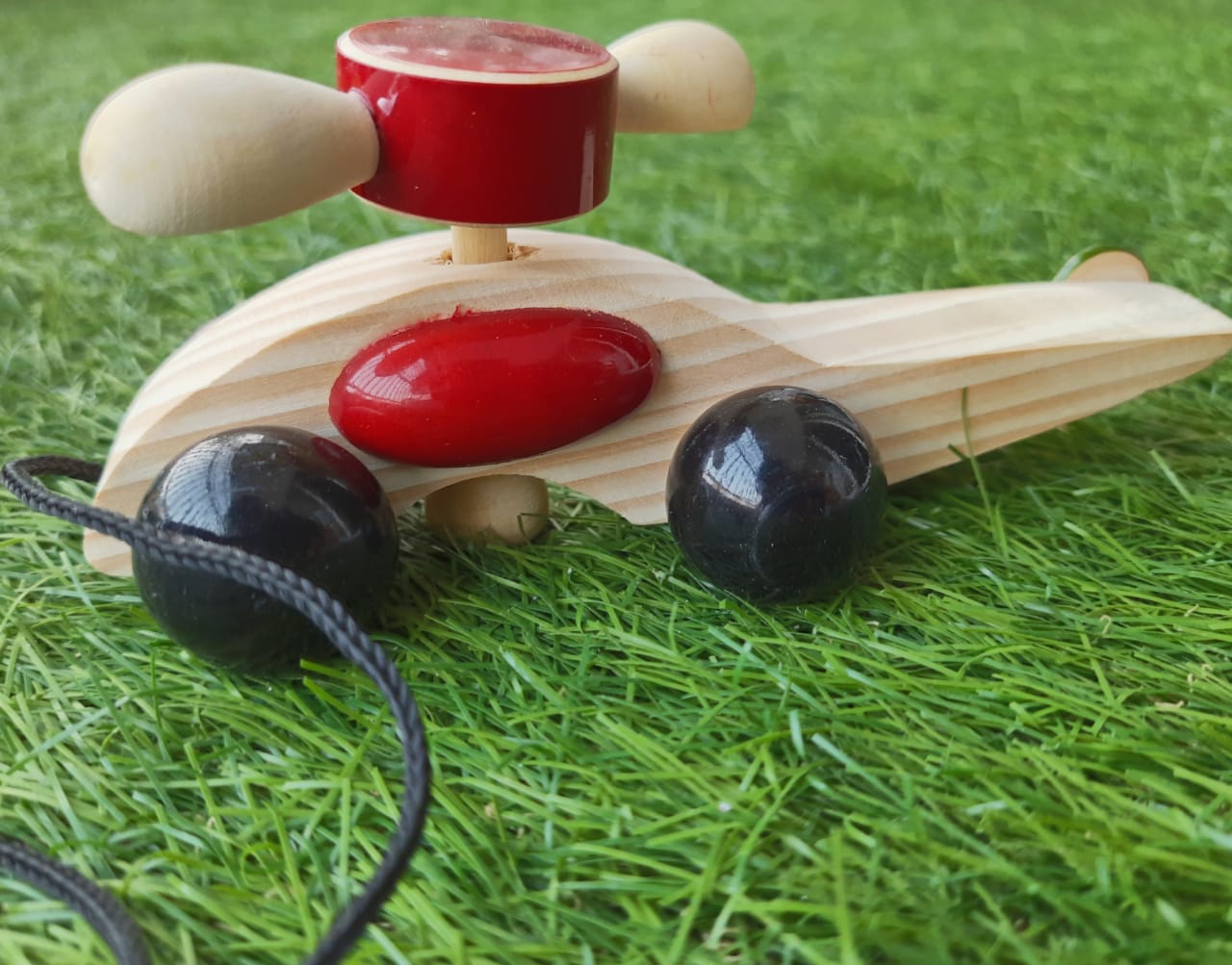 Udan khatola - Handcrafted Wooden Pull Along Helicopter - Tinycubs - 