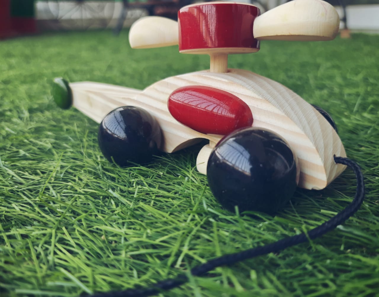 Udan khatola - Handcrafted Wooden Pull Along Helicopter - Tinycubs - 