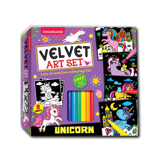 Unicorn - Velvet Art Set With 10 Free Sketch Pens - Tinycubs - 