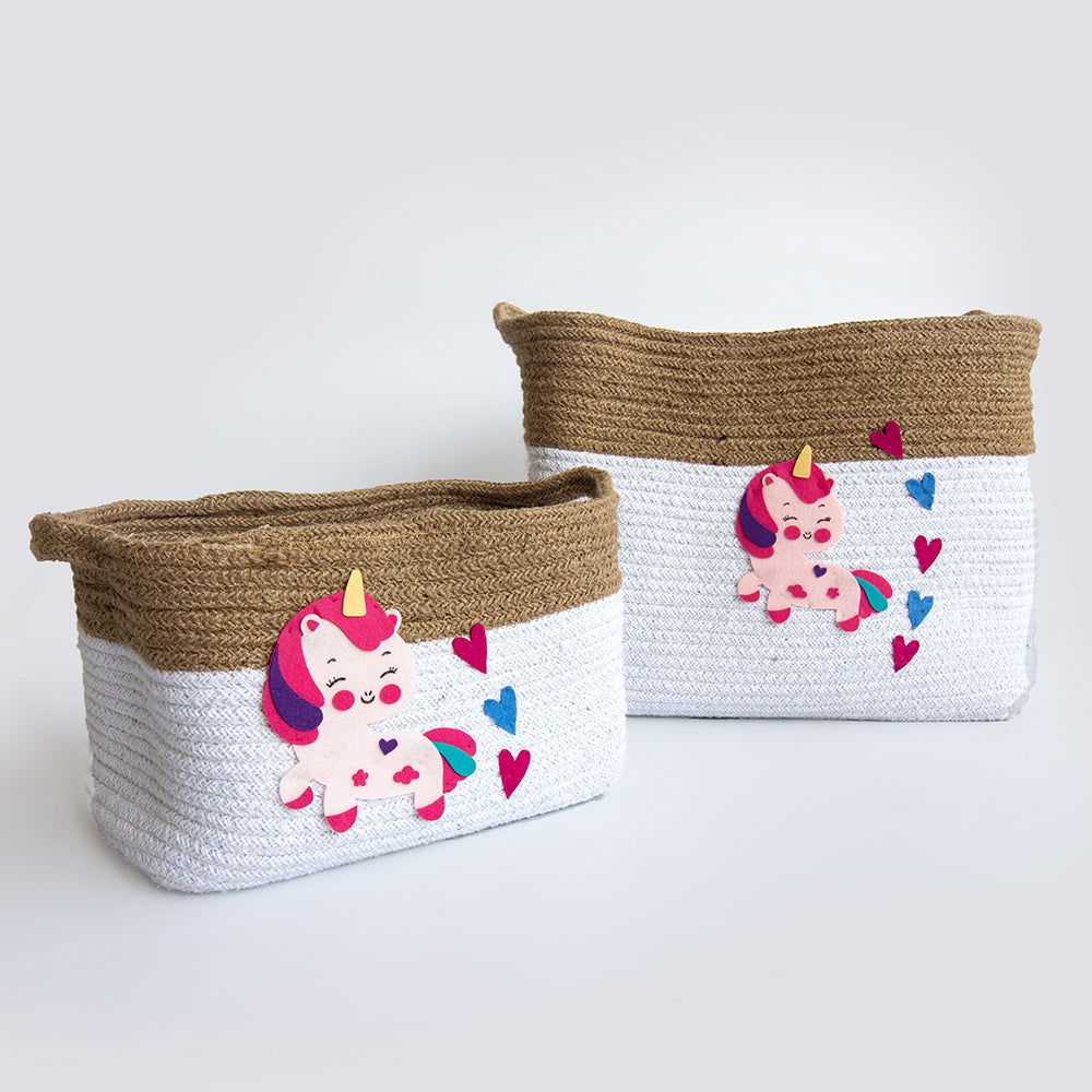 Unicorn Dreams- Cotton Rope Baskets (Set Of 2) - Tinycubs - 