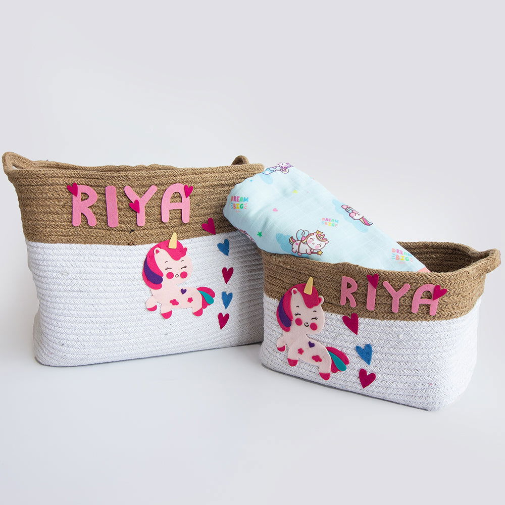 Unicorn Dreams- Cotton Rope Baskets (Set Of 2) - Tinycubs - 