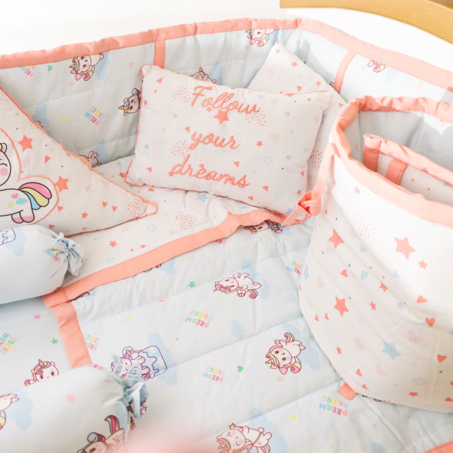 Unicorn Dreams - Quilted Cot Bumper - Tinycubs - 