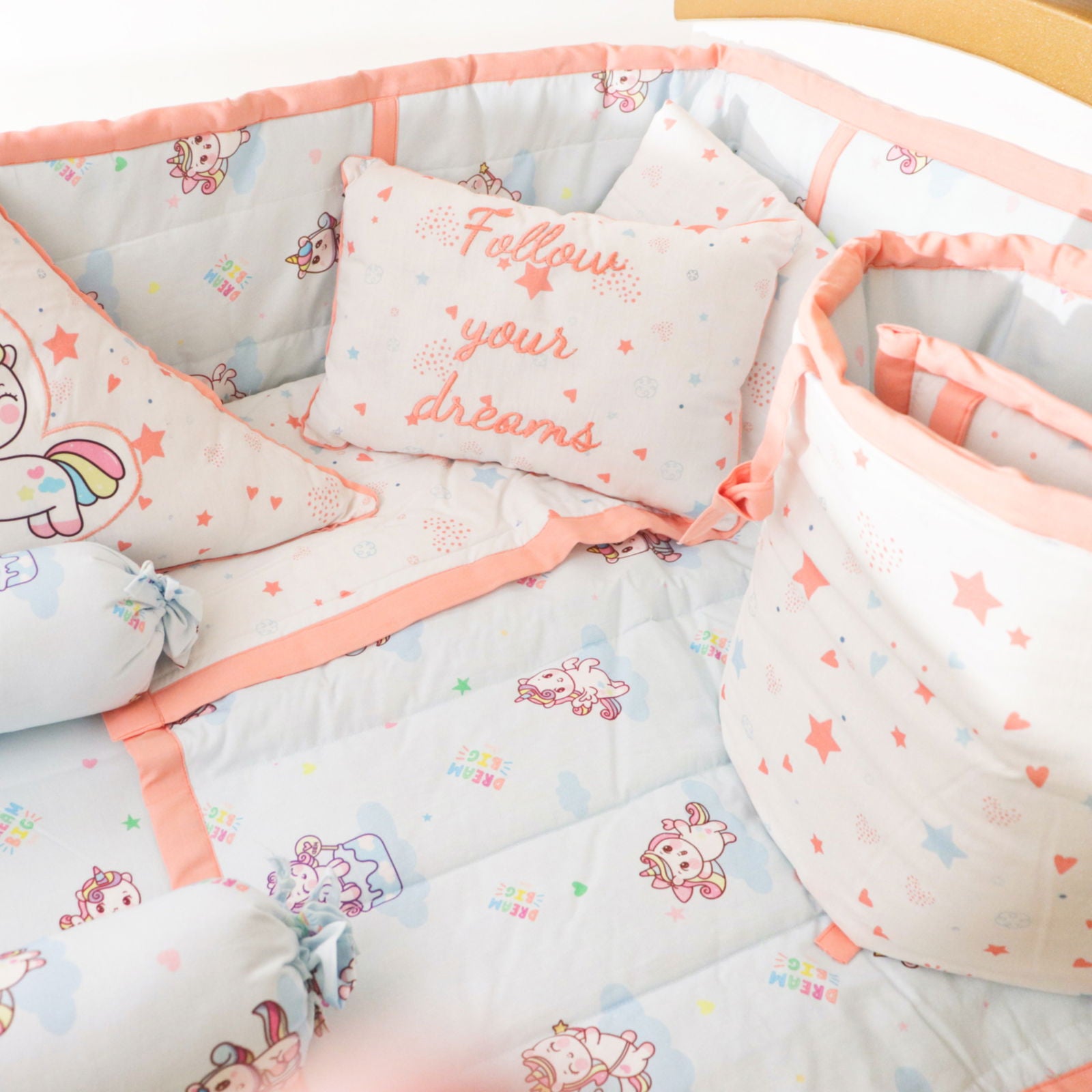 Unicorn Dreams - Quilted Cot Bumper - Tinycubs - 