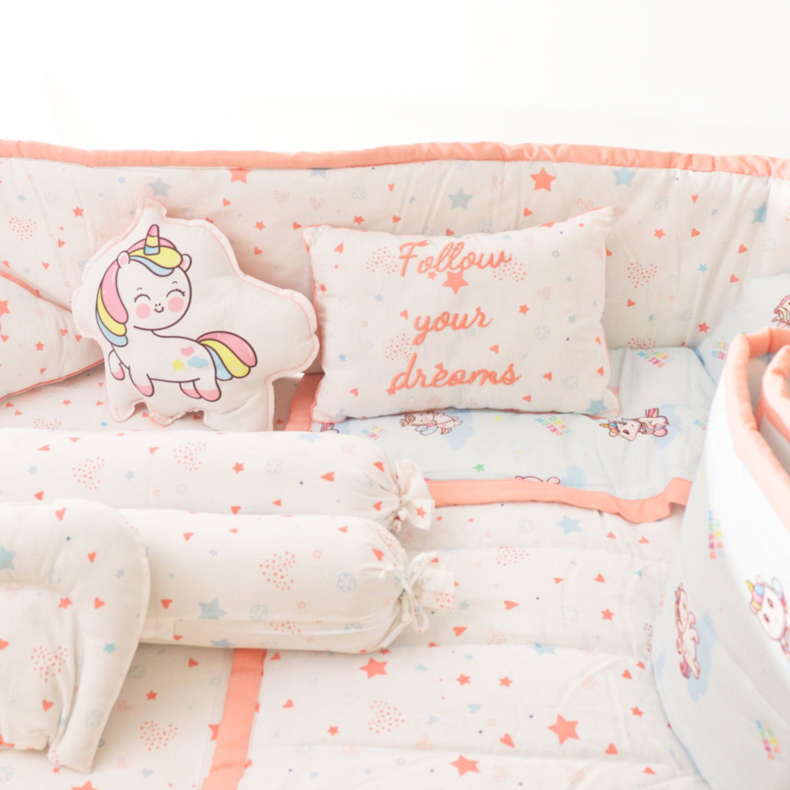 Unicorn Dreams - Quilted Cot Bumper - Tinycubs - 