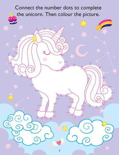 Unicorn Sticker and Activity Book for Children Age 3 - 8 Years - With Bright Stickers to Decorate - Tinycubs - 