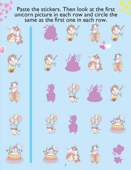 Unicorn Sticker and Activity Book for Children Age 3 - 8 Years - With Bright Stickers to Decorate - Tinycubs - 