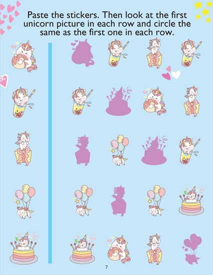 Unicorn Sticker and Activity Book for Children Age 3 - 8 Years - With Bright Stickers to Decorate - Tinycubs - 