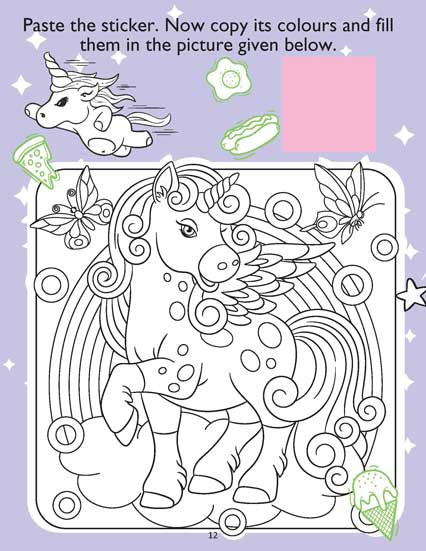 Unicorn Sticker and Activity Book for Children Age 3 - 8 Years - With Bright Stickers to Decorate - Tinycubs - 