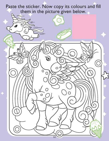 Unicorn Sticker and Activity Book for Children Age 3 - 8 Years - With Bright Stickers to Decorate - Tinycubs - 