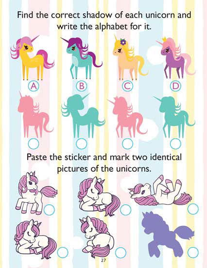Unicorn Sticker and Activity Book for Children Age 3 - 8 Years - With Bright Stickers to Decorate - Tinycubs - 