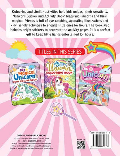 Unicorn Sticker and Activity Book for Children Age 3 - 8 Years - With Bright Stickers to Decorate - Tinycubs - 
