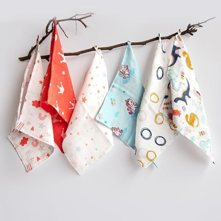 Unicorns & Dinos- Organic Muslin Wipes (Set Of 6) - Tinycubs - 