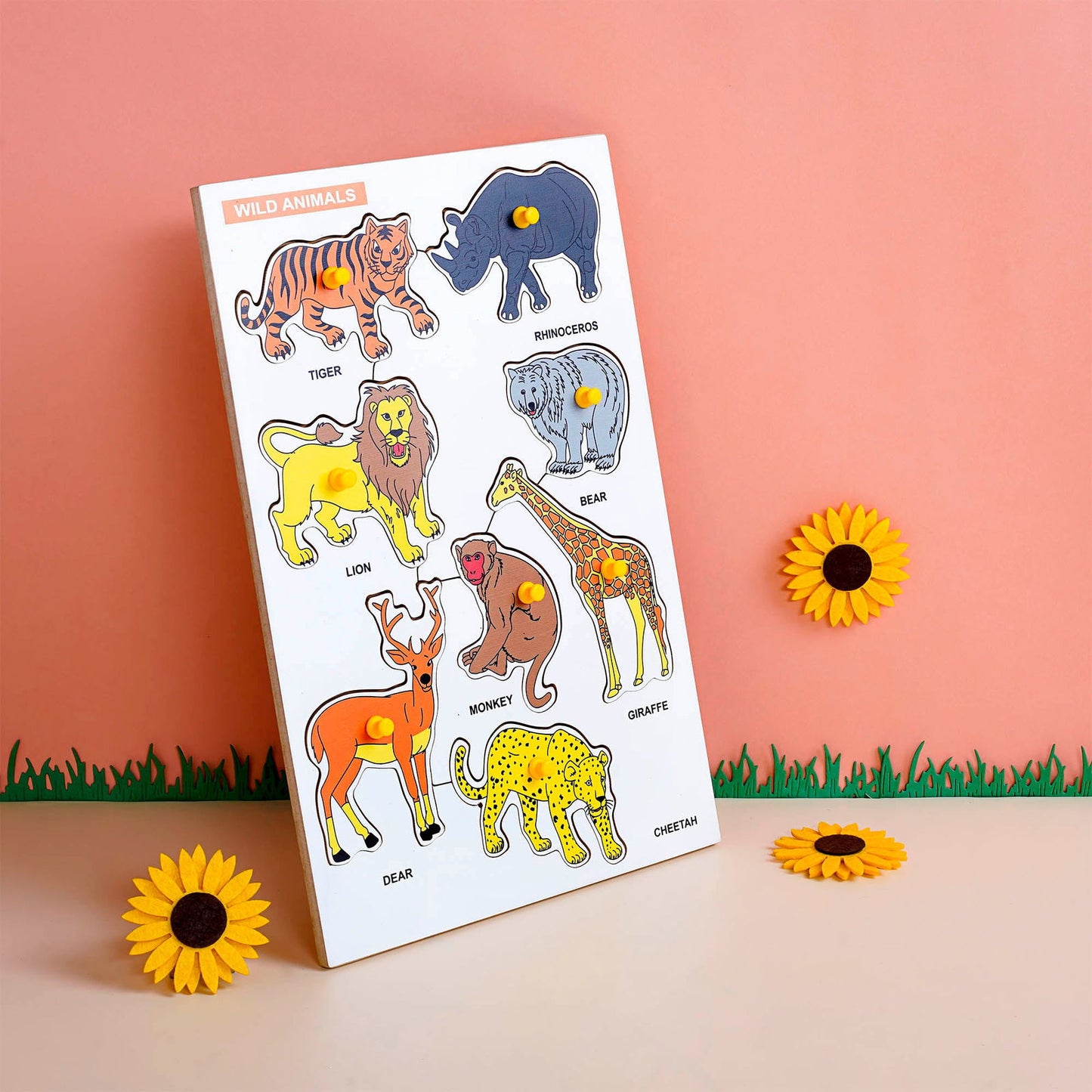 Wooden Educational Board - Wild Animals-Puzzle, Birds-Puzzle (Combo of 2) - Tinycubs - 