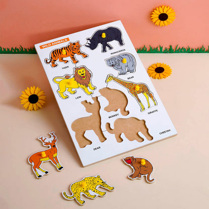 Wooden Educational Board - Wild Animals-Puzzle, Birds-Puzzle (Combo of 2) - Tinycubs - 