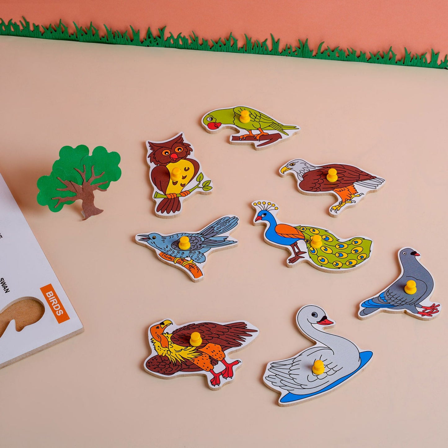 Wooden Educational Board - Wild Animals-Puzzle, Birds-Puzzle (Combo of 2) - Tinycubs - 
