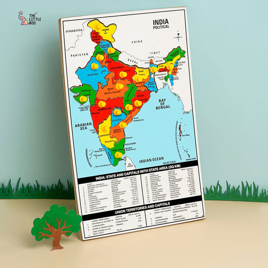 Wooden Educational Learning India Political Map Puzzle Board - Tinycubs - 
