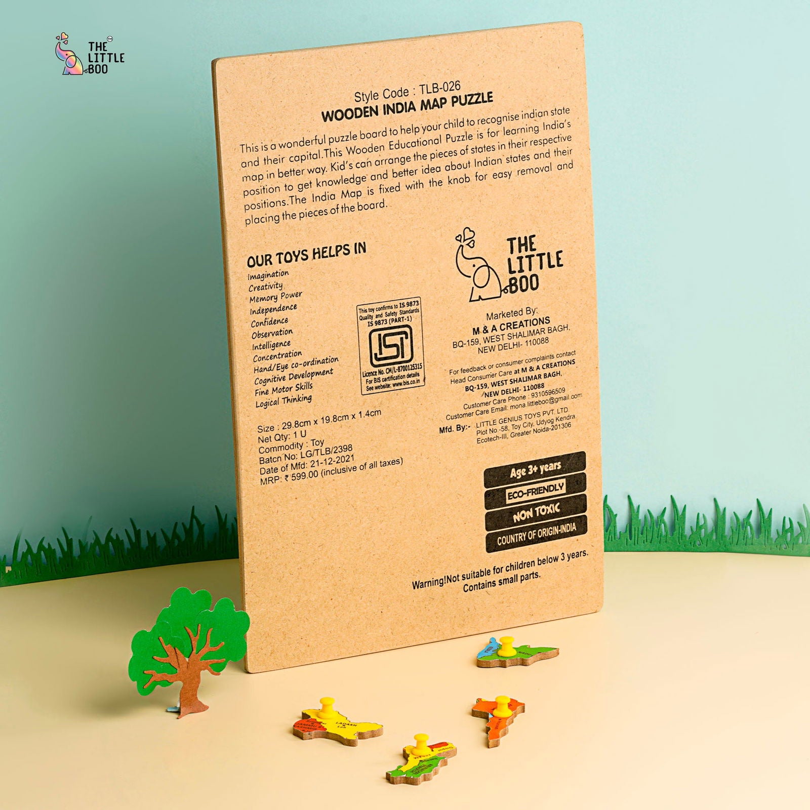 Wooden Educational Learning India Political Map Puzzle Board - Tinycubs - 