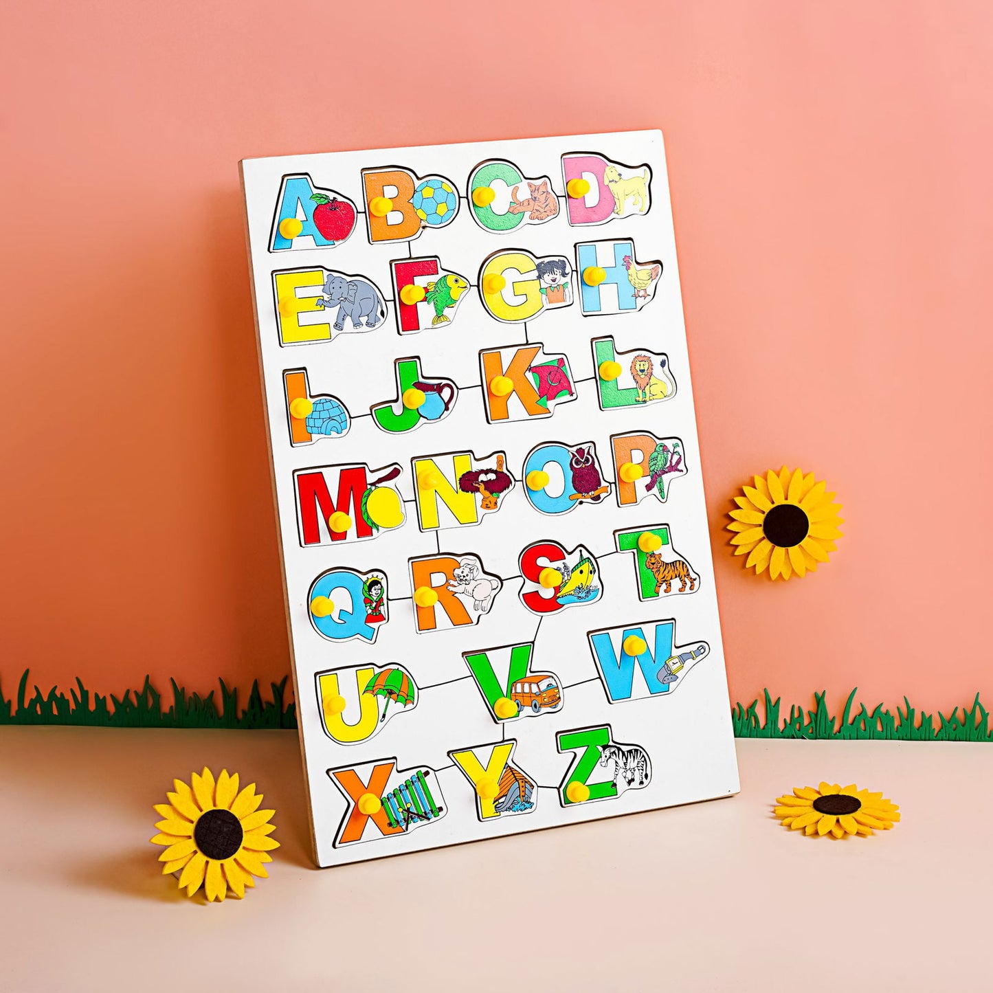 Wooden Picture Educational Board - Hindi Vowels Puzzle & Alphabet-Puzzle  (Combo of 2) - Tinycubs - 